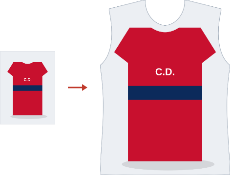 Una foto de una camiseta subida como diseño: la camiseta acaba dentro de la camiseta, con su fondo